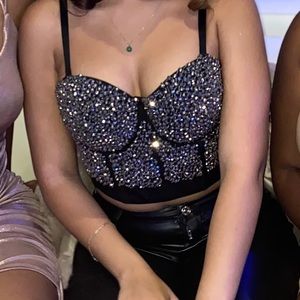 Cute black and silver beaded top